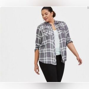 Torrid Challis Button-Down Long Sleeve Shirt-A
